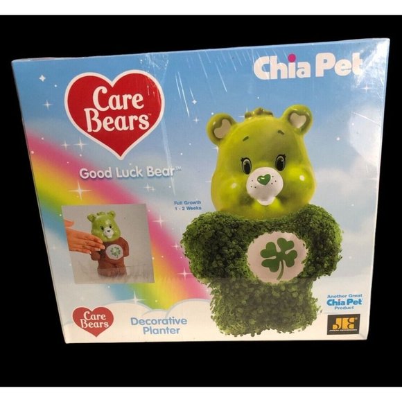 Chia Pet Care Bears Good Luck Bear Decorative Pottery Planter Green NIB Sealed - Picture 2 of 11